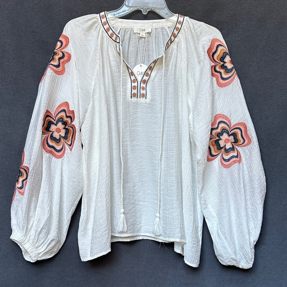Oddi White Embroidered Blouse New with Tag